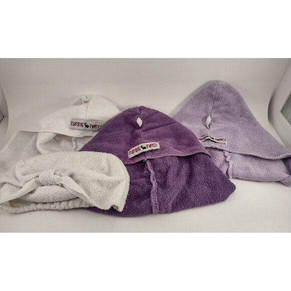 Turbie Twist Hair Towel Wrap Set Of 3 Microfiber & Cotton + 1 Other Hair Towel - Picture 1 of 16